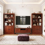 Storage 5-Shelf Bookcase, 71 Inch Tall Bookshelf with Doors and Adjustable Shelves