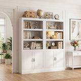 Storage 5-Shelf Bookcase, 71 Inch Tall Bookshelf with Doors and Adjustable Shelves