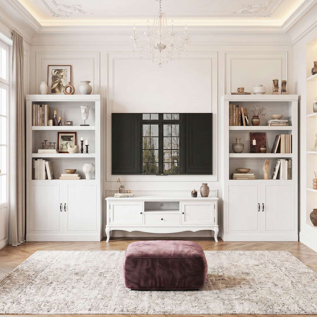 Storage 5-Shelf Bookcase, 71 Inch Tall Bookshelf with Doors and Adjustable Shelves