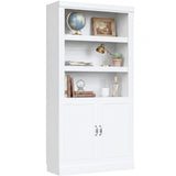 Storage 5-Shelf Bookcase, 71 Inch Tall Bookshelf with Doors and Adjustable Shelves