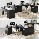 59'' L Shaped Desk with Drawers and Cabinet