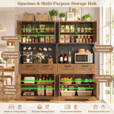 71" Tall Kitchen Pantry Cabinet with Microwave Countertop, 63" Wide