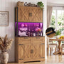 71" Tall Kitchen Pantry Storage Cabinet with Microwave Countertop