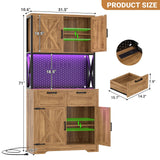 71" Tall Kitchen Pantry Storage Cabinet with Microwave Countertop