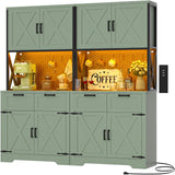 71" Tall Kitchen Pantry Cabinet with Microwave Countertop, 63" Wide