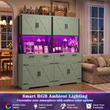 71" Tall Kitchen Pantry Cabinet with Microwave Countertop, 63" Wide