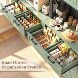 71" Tall Kitchen Pantry Cabinet with Microwave Countertop, 63" Wide
