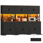 94.5" W x 71" H Kitchen Pantry Cabinet with Countertop, Large Storage Buffet Hutch with 3 Power Outlets & LED Lights