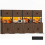126" W x 71" H Kitchen Pantry Cabinet with Countertop, Large Storage Buffet Hutch with 4 Power Outlets & LED Lights