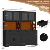 63" Wide Panty Cabinet with LED Light & Outlet