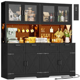 63" Wide Panty Cabinet with LED Light & Outlet
