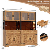 71" Kitchen Pantry Cabinet with Outlet, Microwave Stand, RGB Light