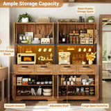71" Kitchen Pantry Cabinet with Outlet, Microwave Stand, RGB Light