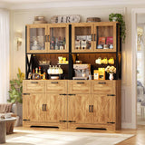 71" Kitchen Pantry Cabinet with Power Outlet & RGB LED Lights