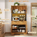 71" Kitchen Pantry Cabinet with Power Outlet & RGB LED Lights