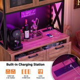 71" Kitchen Pantry Cabinet with Power Outlet & RGB LED Lights