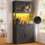 71" Kitchen Pantry Cabinet with Power Outlet & RGB LED Lights