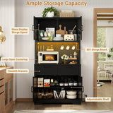 71" Pantry Cabinet with LED Light & Outlet, Coming with 2 Wood Drawers