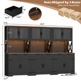 71'' Tall Farmhouse Pantry Cabinet with 6 Drawers and 12 Doors, 3 Packs