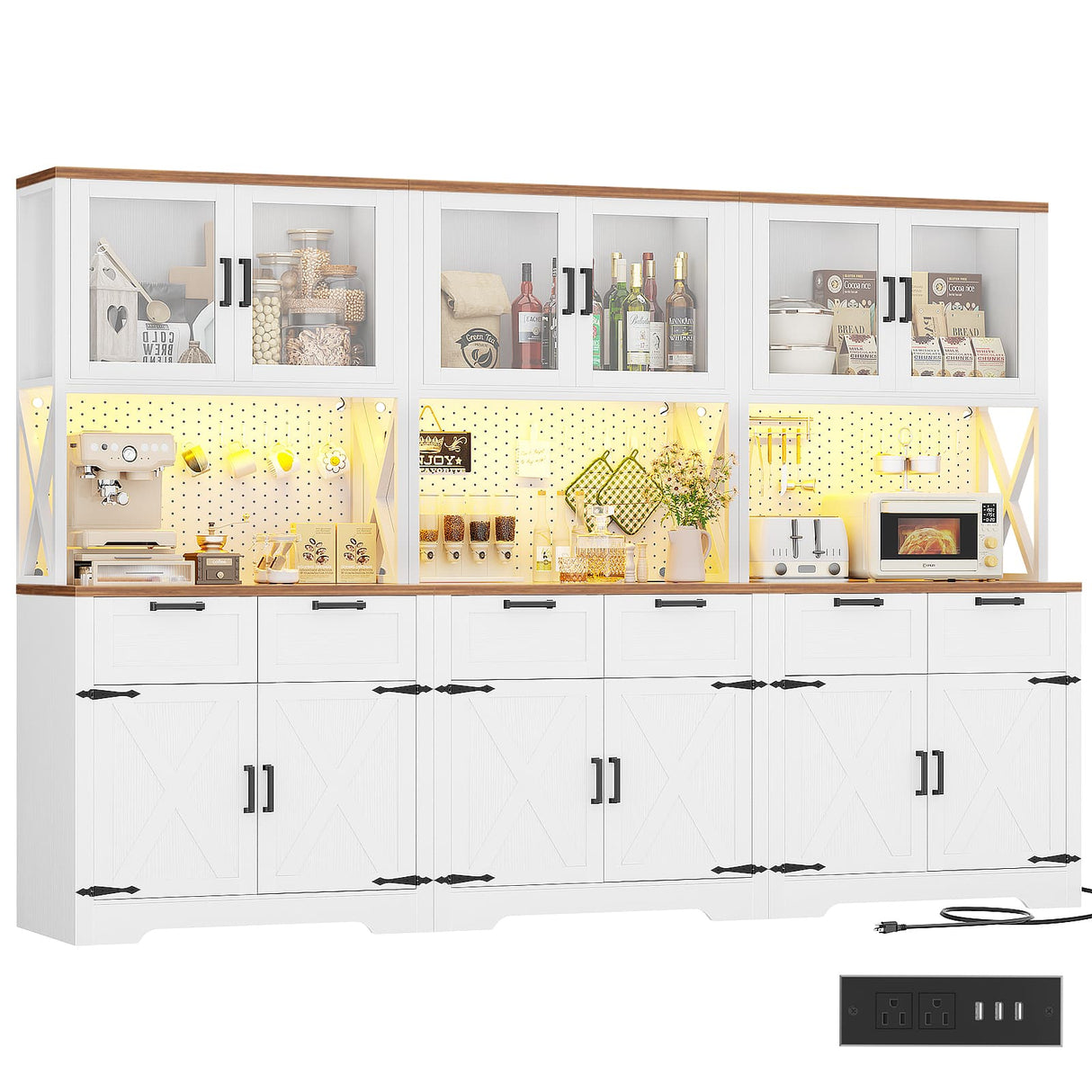 71'' Tall Farmhouse Pantry Cabinet with 6 Drawers and 12 Doors, 3 Packs