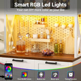 71" Pantry Cabinet with LED Light & Outlet, Coming with 2 Wood Drawers