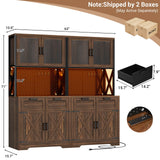 63" Wide Panty Cabinet with LED Light & Outlet