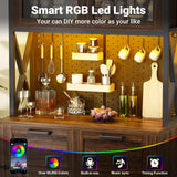 71" Pantry Cabinet with LED Light & Outlet, Coming with 2 Wood Drawers