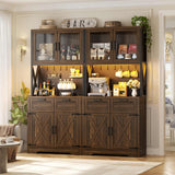 71" Pantry Cabinet with LED Light & Outlet, Coming with 2 Wood Drawers