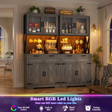 63" Wide Panty Cabinet with LED Light & Outlet
