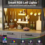 71" Pantry Cabinet with LED Light & Outlet, Coming with 2 Wood Drawers