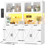 71" Kitchen Pantry Cabinet with Outlet, Microwave Stand, RGB Light