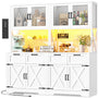 71" Kitchen Pantry Cabinet with Outlet, Microwave Stand, RGB Light