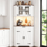 Corner Cabinet, 71" Tall Pantry Cabinet with Outlet & Light