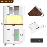 Corner Cabinet, 71" Tall Pantry Cabinet with Outlet & Light