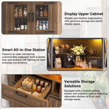 Corner Cabinet, 71" Tall Pantry Cabinet with Outlet & Light