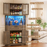 Corner Cabinet, 71" Tall Pantry Cabinet with Outlet & Light