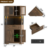 Corner Cabinet, 71" Tall Pantry Cabinet with Outlet & Light