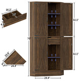 71" Tall Corner Cabinet with Doors and Adjustable Shelves, Drawer