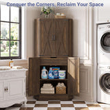 71" Tall Corner Cabinet with Doors and Adjustable Shelves, Drawer