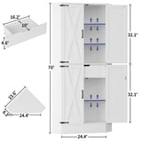 71" Tall Corner Cabinet with Doors and Adjustable Shelves, Drawer