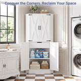 71" Tall Corner Cabinet with Doors and Adjustable Shelves, Drawer