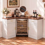Corner Coffee Bar Cabinet with Mini Fridge Space，Black
