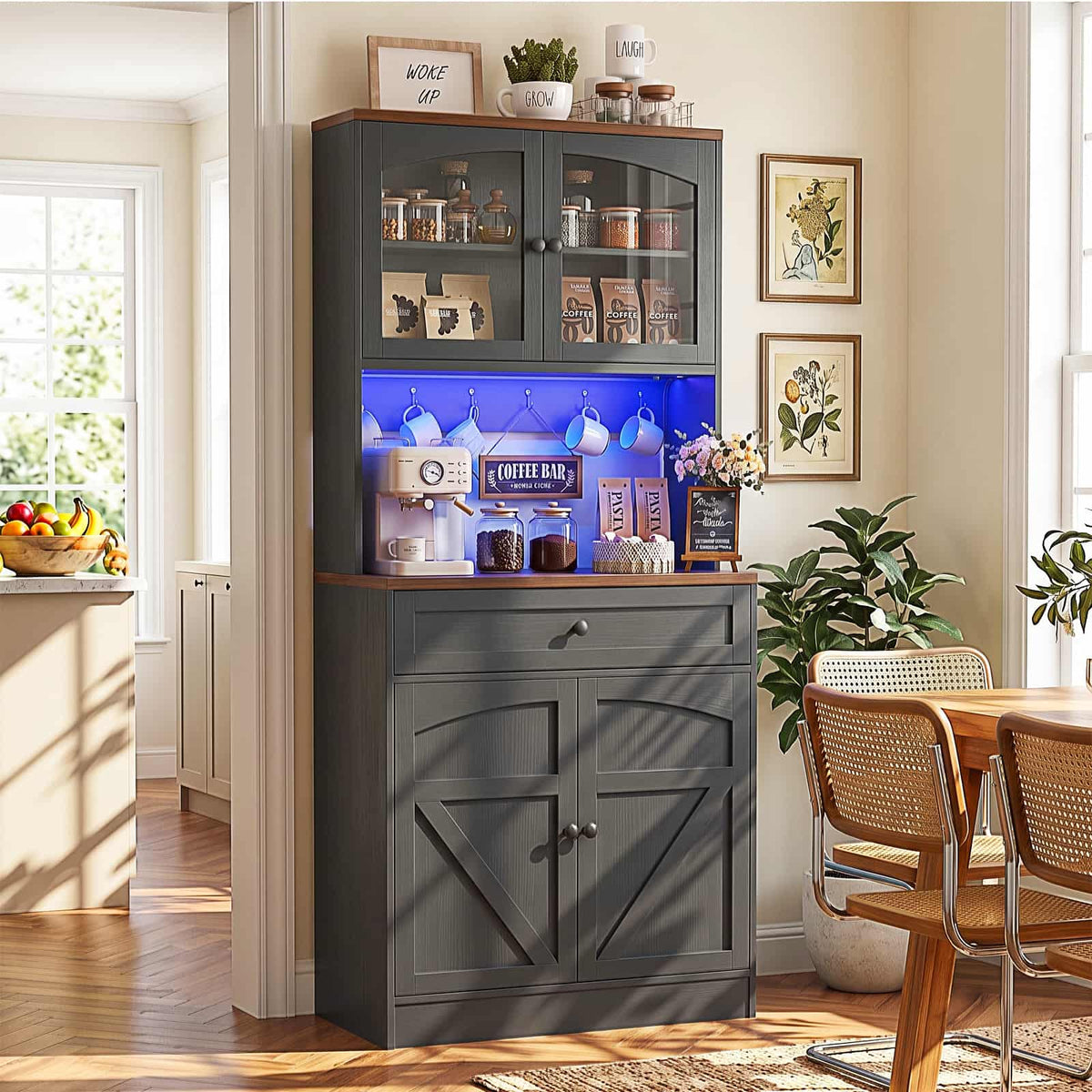 Kitchen Pantry Storage Cabinet with Adjustable Shelves
