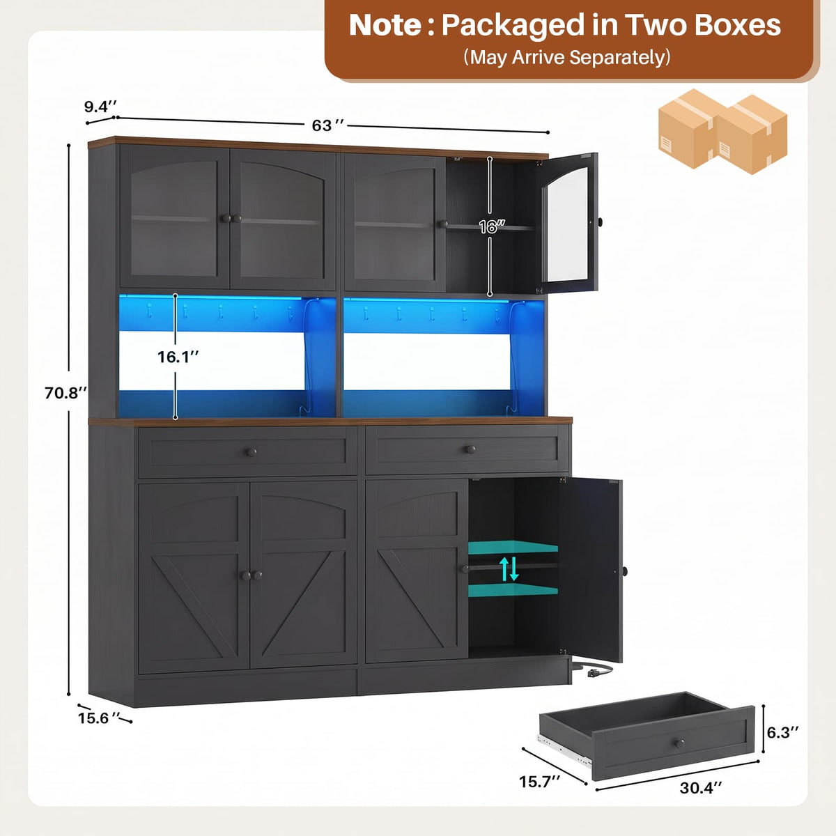 71" Tall Kitchen Pantry Storage Cabinet, Kitchen Hutch