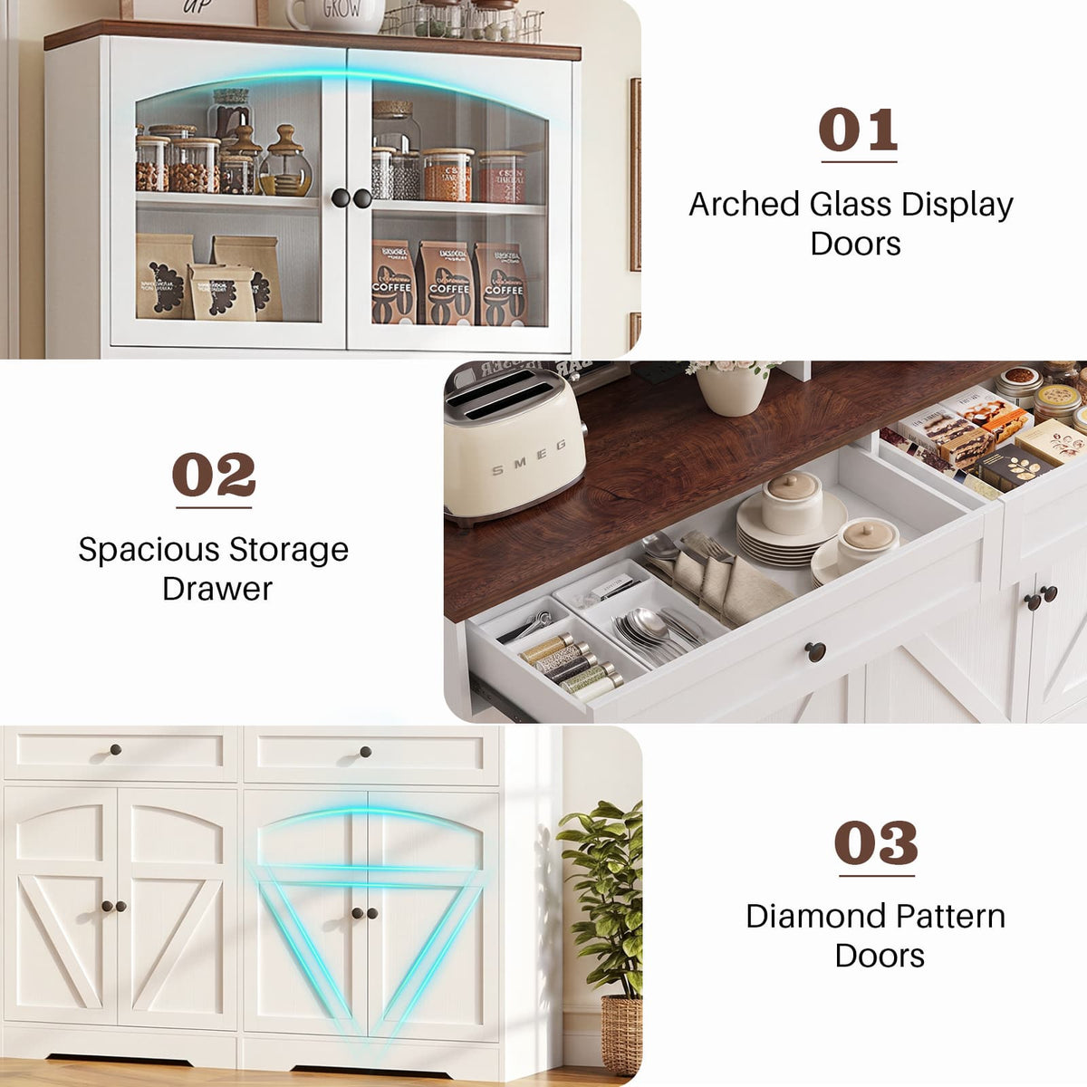 71" Tall Kitchen Pantry Storage Cabinet, Kitchen Hutch