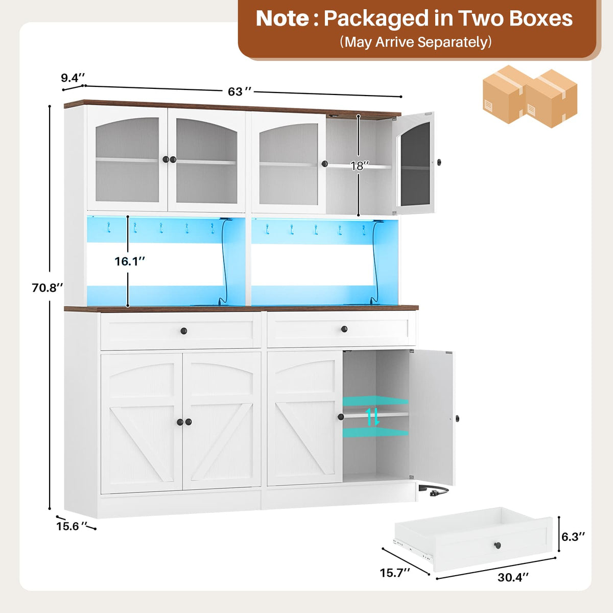 71" Tall Kitchen Pantry Storage Cabinet, Kitchen Hutch