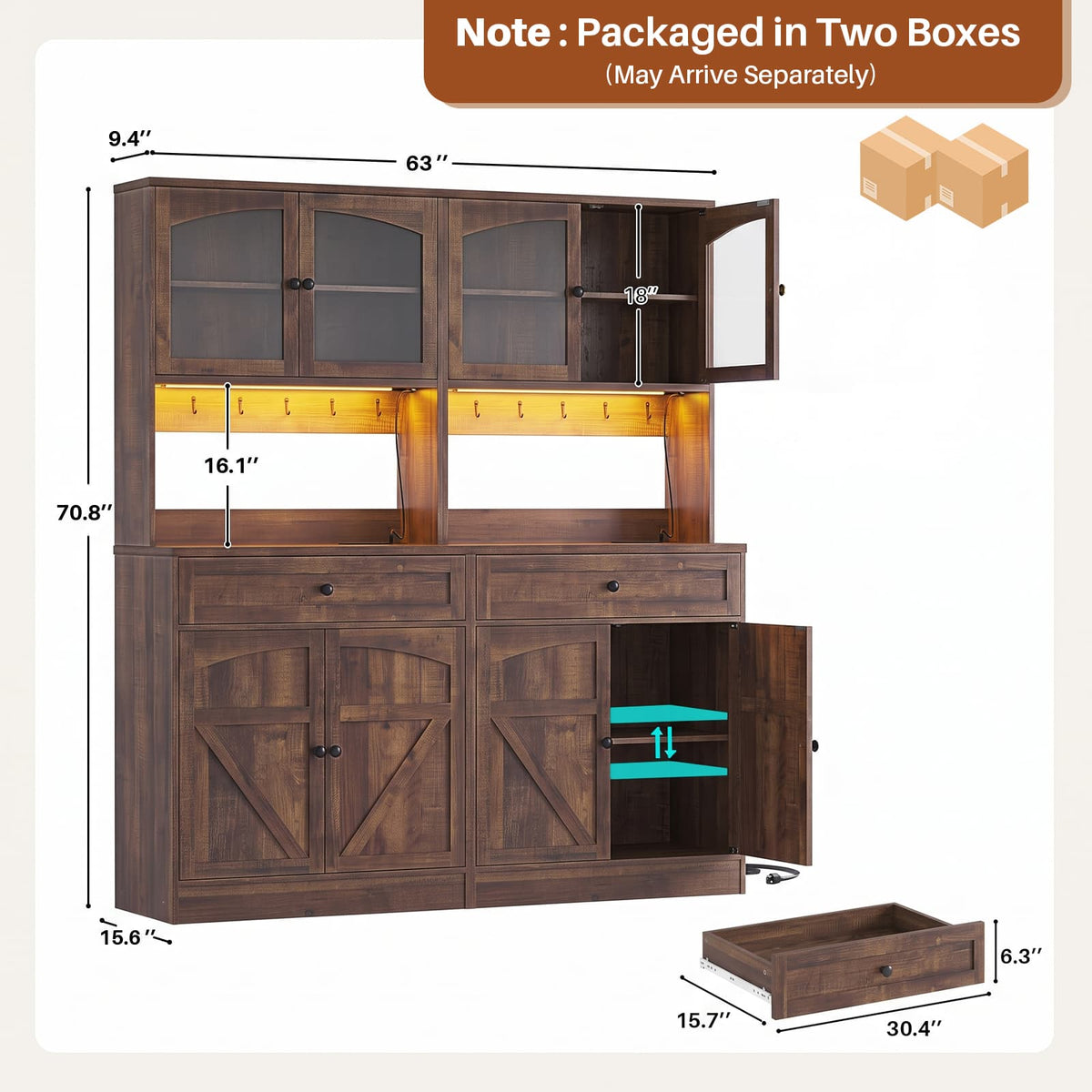 71" Tall Kitchen Pantry Storage Cabinet, Kitchen Hutch