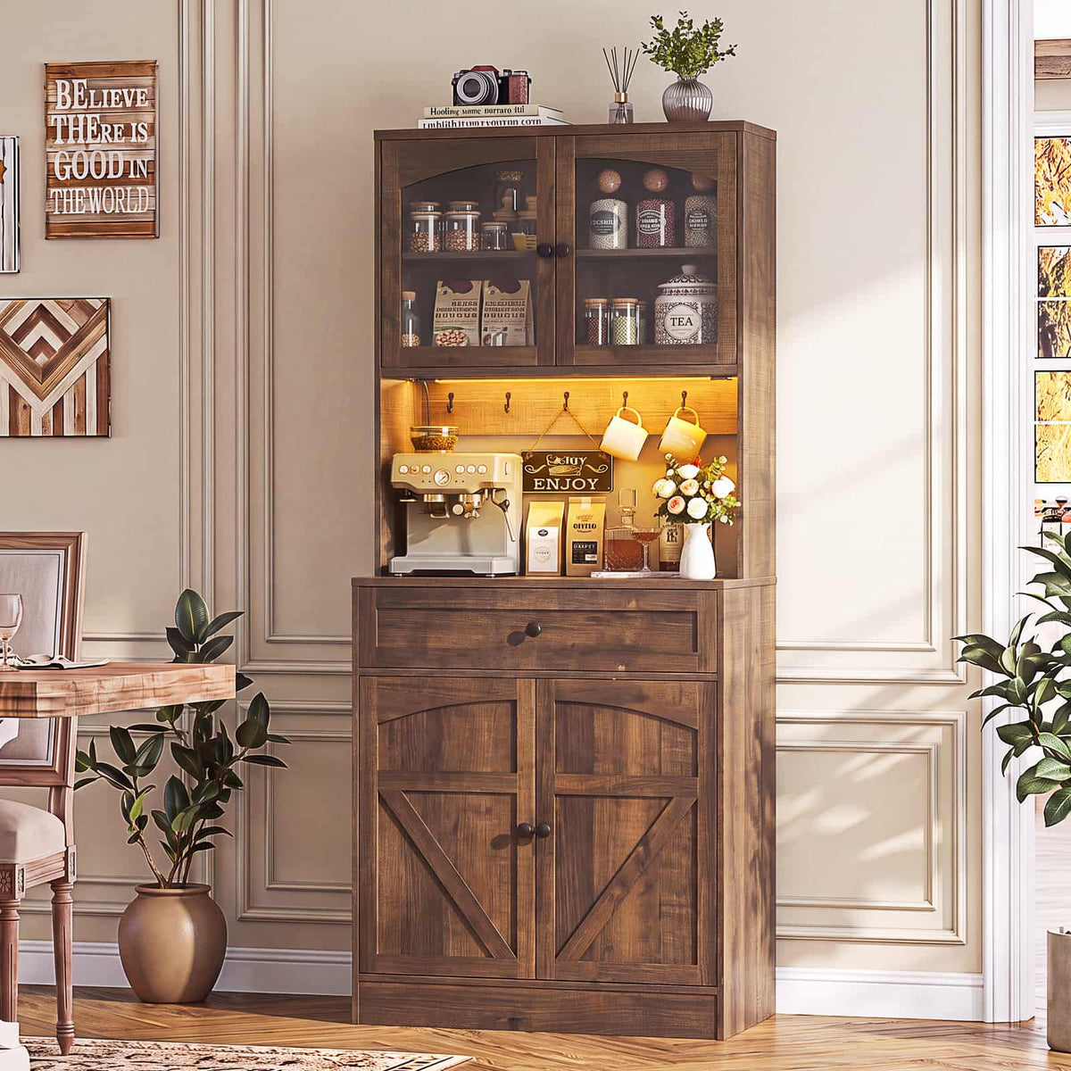 Kitchen Pantry Storage Cabinet with Adjustable Shelves