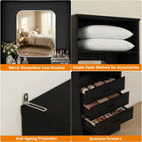 Closet System with Drawers & Mirror, Heavy Duty Wooden Closet Organizer, Modular Wardrobe Storage Tower for Bedroom & Walk-in Closet