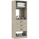 Closet System with Drawers & Mirror, Heavy Duty Wooden Closet Organizer, Modular Wardrobe Storage Tower for Bedroom & Walk-in Closet